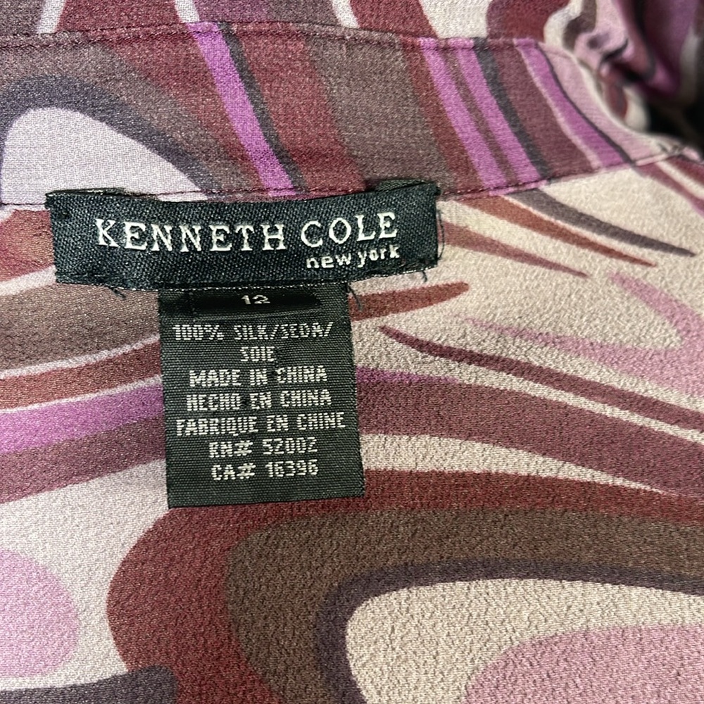 Y2K. Kenneth Cole New York,100%Silk. Women’s Buttons Down Blouse, size: 12. - Picture 9 of 12